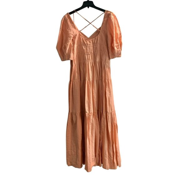 JONATHAN SIMKHAI Wilder Cotton Gauze Maxi Dress Peach Puff Sleeves Size 10 NWT - Picture 15 of 16